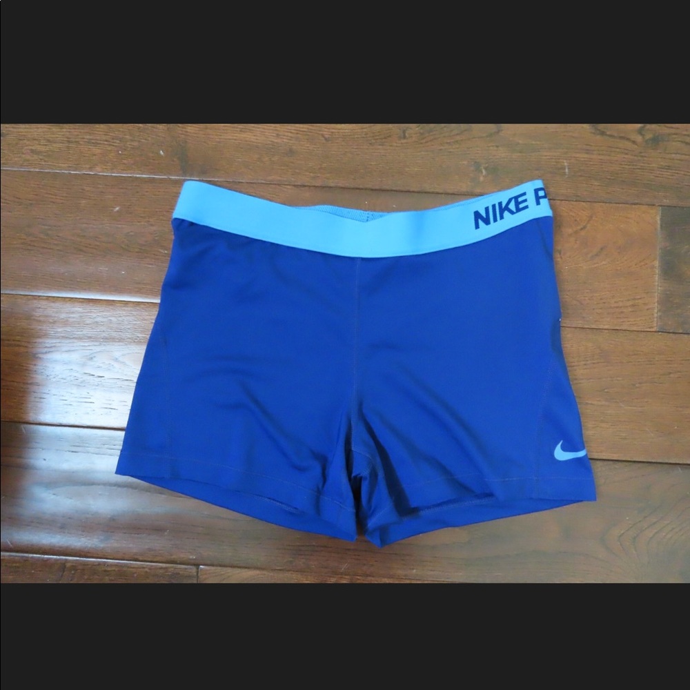 Blue Nike spandex shorts